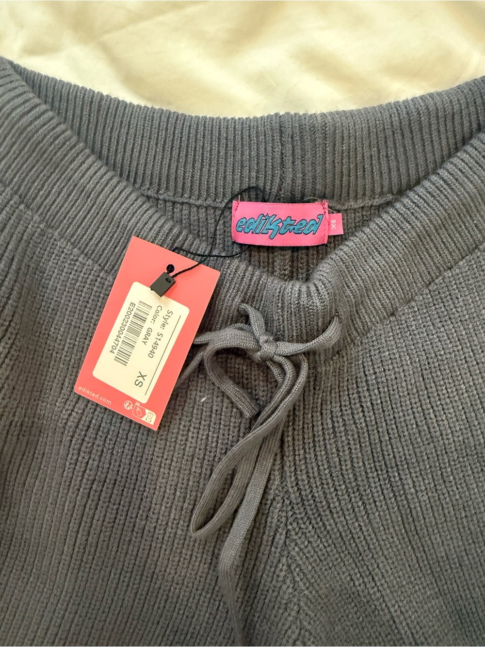 NWT Edikted Wynter Knit Cargo Pants - Gray SIZE XS and M - Picture 6 of 8